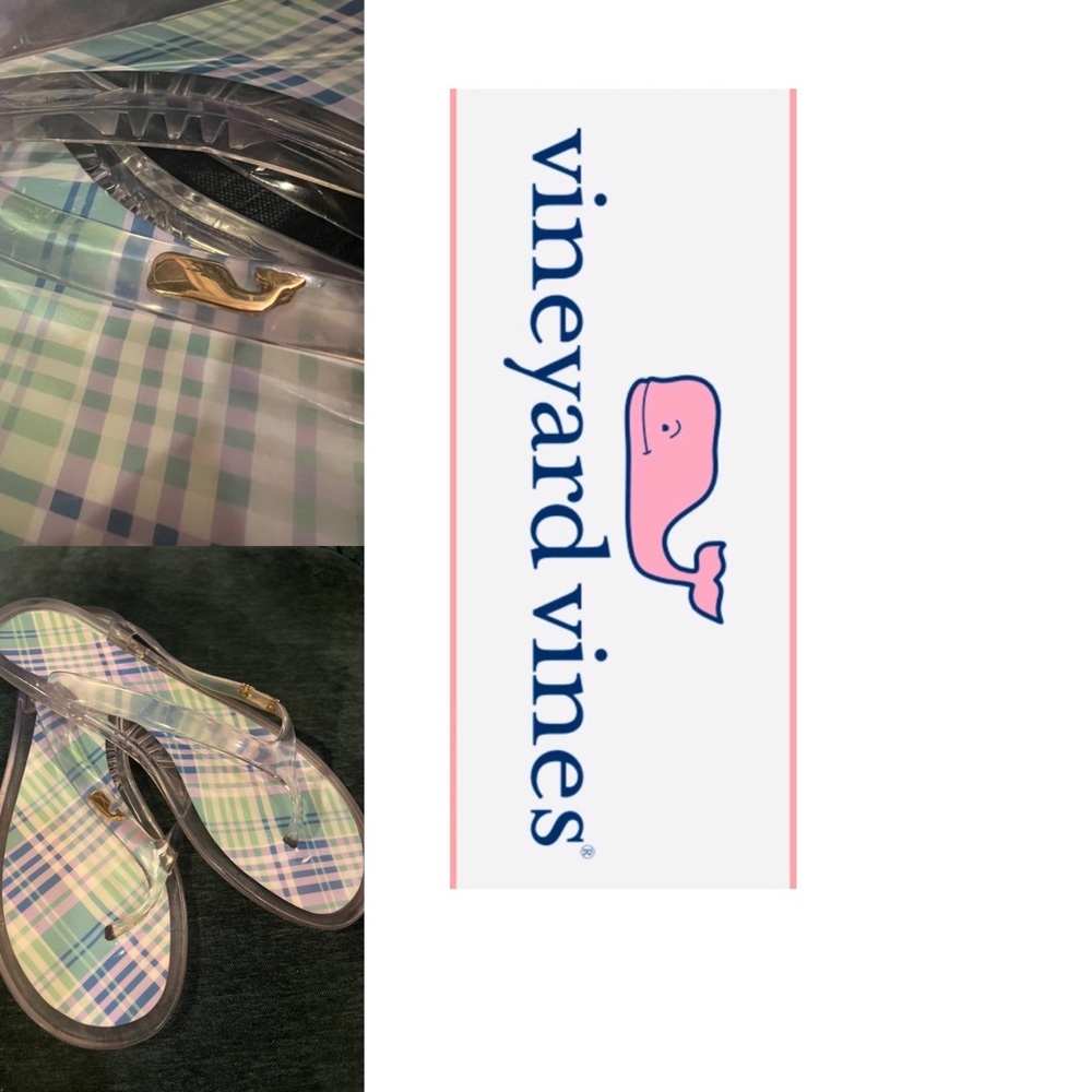 Vineyard Vines Women’s 10 Plaid Jelly Flip Flops